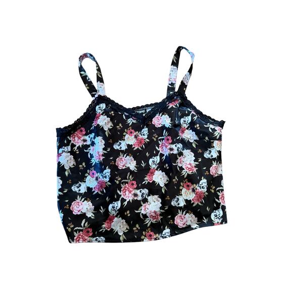 Y2k Hot Topic floral skull print lace cami top - Picture 1 of 4
